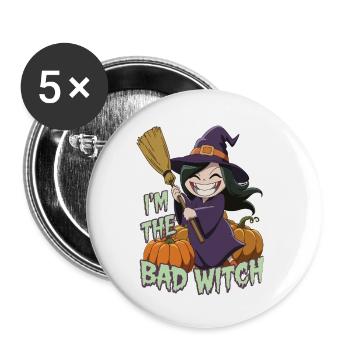 Halloween Witch I'm The Bad Witch - Buttons klein 25 mm (5er Pack) - Weiß - Vorne