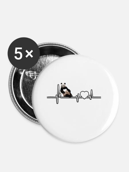 Panda - Buttons klein 25 mm (5er Pack) - Weiß