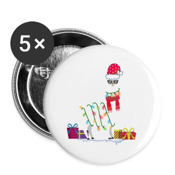 Fa La La Lama Noël Alpaga Alpaga Drôle - Lot de 5 petits badges (25 mm) - blanc - Devant