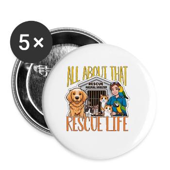 Refuge pour animaux Tout sur ce vétérinaire de sauvetage - Lot de 5 petits badges (25 mm) - blanc - Devant