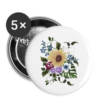 Blossom Arrangement - Buttons small 1''/25 mm (5-pack) - white - Front