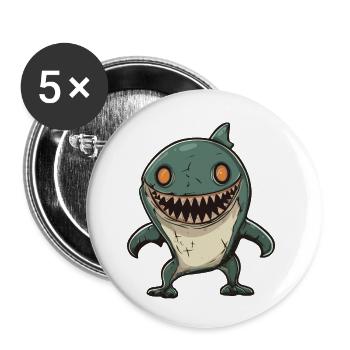 Hai Halloween Lustig Zombie - Buttons klein 25 mm (5er Pack) - Weiß - Vorne
