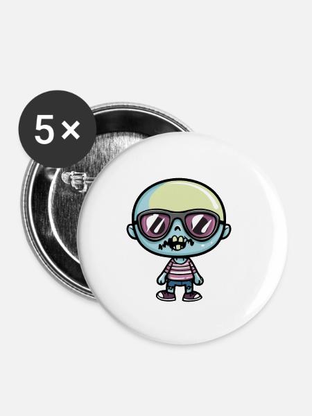 Zombie Halloween Cool - Buttons klein 25 mm (5er Pack) - Weiß