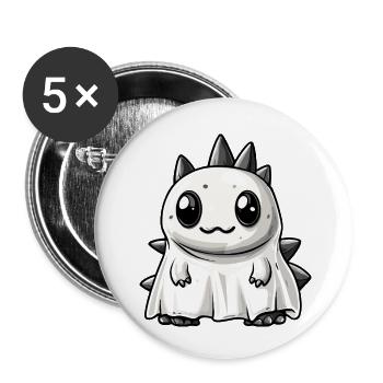 Dinosaur Stegosaurus Halloween Ghost - Buttons small 1''/25 mm (5-pack) - white - Front