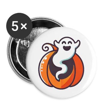 Gespenst aus Zierkürbis - Buttons klein 25 mm (5er Pack) - Weiß - Vorne