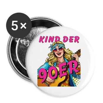 FRAU KIND DER 90er - Buttons klein 25 mm (5er Pack) - Weiß - Vorne