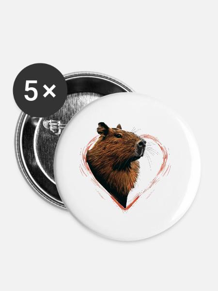 Wasserschwein - Buttons klein 25 mm (5er Pack) - Weiß