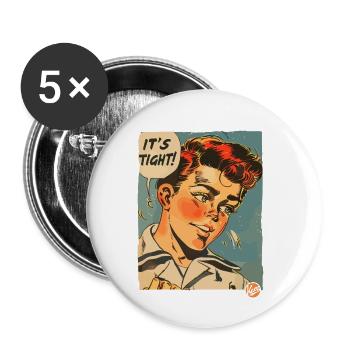 Vintage 50er-Jahre Cartoon-Junge: Das ist eng! - Buttons klein 25 mm (5er Pack) - Weiß - Vorne