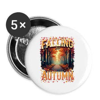 Herbst Frau Natur Blätter Jahreszeit - Buttons klein 25 mm (5er Pack) - Weiß - Vorne