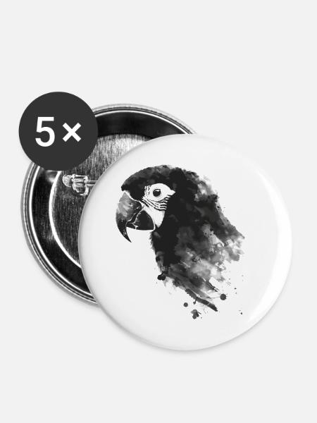 Papagei - Buttons klein 25 mm (5er Pack) - Weiß