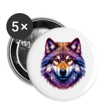 Wolf - Buttons klein 25 mm (5er Pack) - Weiß - Vorne