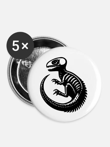 Dinosaurier-Fossil - Buttons klein 25 mm (5er Pack) - Weiß