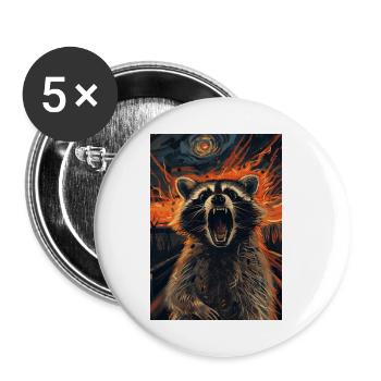 Raton laveur - Lot de 5 petits badges (25 mm) - blanc - Devant