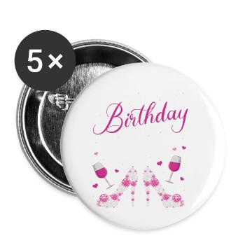 Birthday Squad Glamorous High Heels and Wine Desig - Buttons klein 25 mm (5er Pack) - Weiß - Vorne