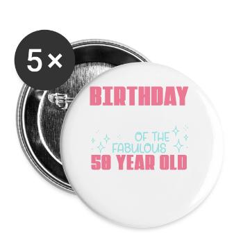 Celebrating 50th Birthday with the Fabulous Queen - Buttons klein 25 mm (5er Pack) - Weiß - Vorne