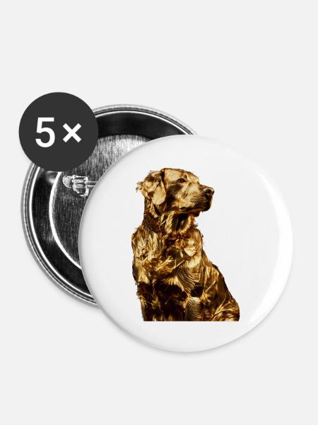 Hund - Buttons klein 25 mm (5er Pack) - Weiß