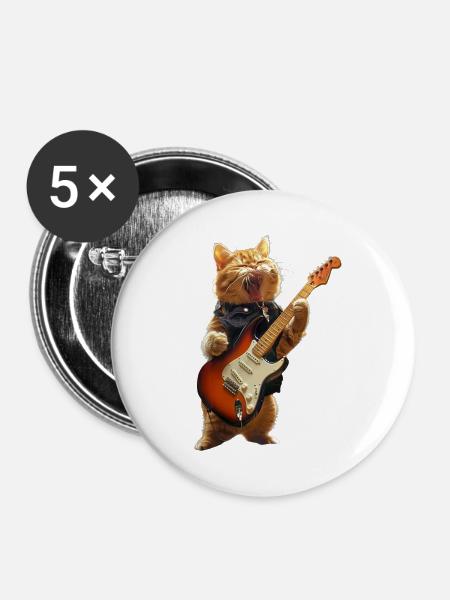Katze - Buttons klein 25 mm (5er Pack) - Weiß