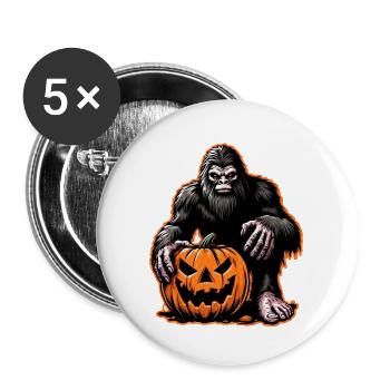 Peur de la citrouille Bigfoot d’Halloween - Lot de 5 petits badges (25 mm) - blanc - Devant