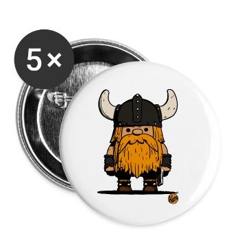 Petit Gnome Guerrier Viking - Lot de 5 petits badges (25 mm) - blanc - Devant