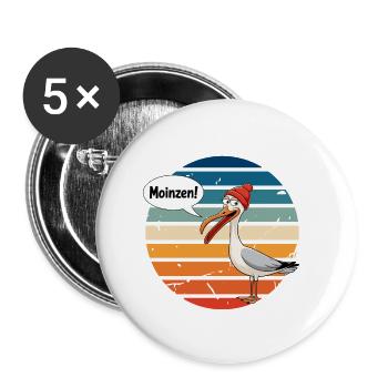 Hambourg Moin Moinzen Seagull Côte de la mer du Nord Vacances Fun - Lot de 5 petits badges (25 mm) - blanc - Devant