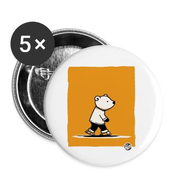 Petit ours polaire sur des patins - Lot de 5 petits badges (25 mm) - blanc - Devant