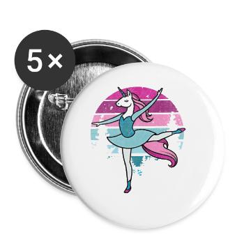 Prima Ballerina Einhorn Reiten I Ballett Fun I Tän - Buttons klein 25 mm (5er Pack) - Weiß - Vorne
