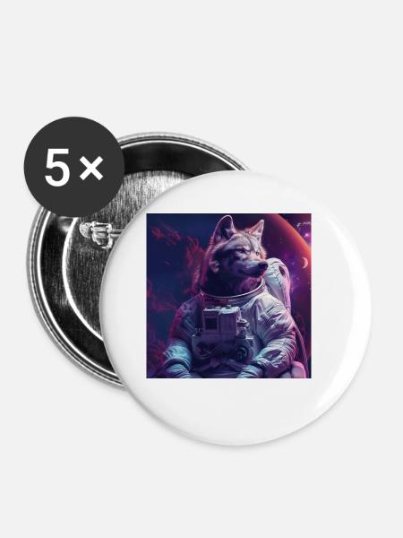Wolf - Buttons klein 25 mm (5er Pack) - Weiß