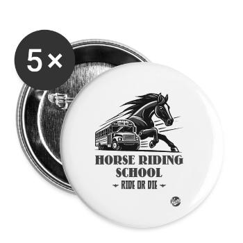 Manège « Ride or Die », un motif équestre - Lot de 5 petits badges (25 mm) - blanc - Devant