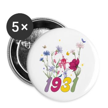 Geburtsjahr 1931 Wildblumen - Buttons klein 25 mm (5er Pack) - Weiß - Vorne