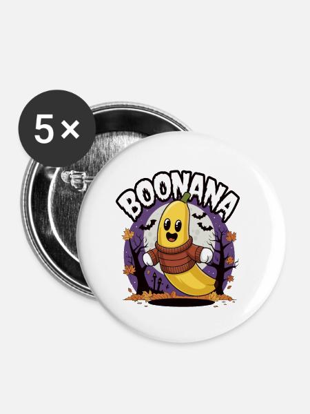 Halloween Boonana Halloween Geist - Buttons klein 25 mm (5er Pack) - Weiß
