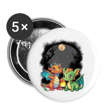 mystisch Drache Drachen Märchen Märchenfigur - Buttons klein 25 mm (5er Pack) - Weiß - Vorne