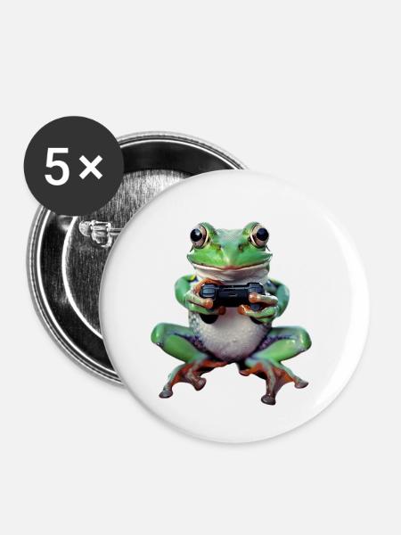 Frosch - Buttons klein 25 mm (5er Pack) - Weiß