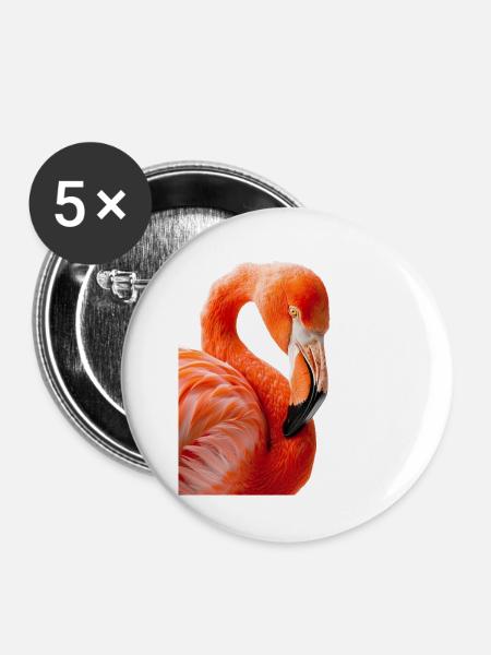 Flamingo - Buttons klein 25 mm (5er Pack) - Weiß