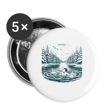 Eisbader nimmt ein Eisbad im kalten See im Winter - Buttons klein 25 mm (5er Pack) - Weiß - Vorne