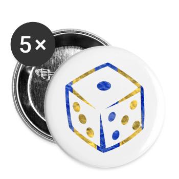 Würfel - Buttons klein 25 mm (5er Pack) - Weiß - Vorne