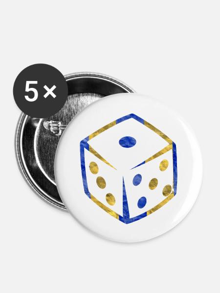 Würfel - Buttons klein 25 mm (5er Pack) - Weiß
