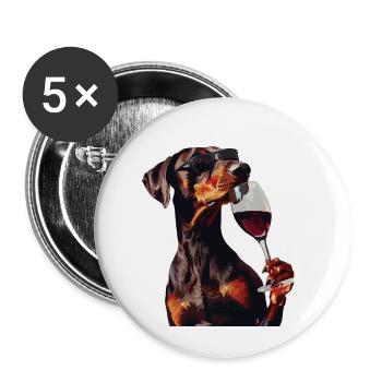 Doberman - Lot de 5 petits badges (25 mm) - blanc - Devant