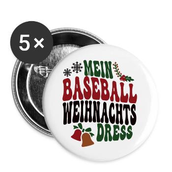 Baseballerin Weihnachten Baseball Spielerin XMAS - Buttons klein 25 mm (5er Pack) - Weiß - Vorne
