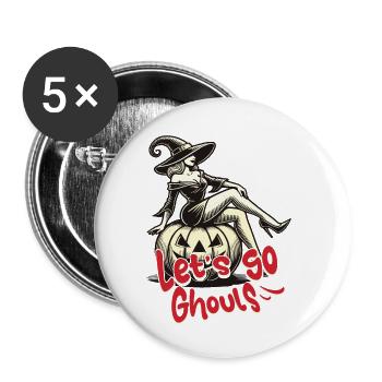 Let’s Go Ghouls Drôle Halloween Girl - Lot de 5 petits badges (25 mm) - blanc - Devant
