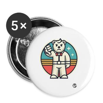 Bad rating, thumbs down Reject Bear - Buttons small 1''/25 mm (5-pack) - white - Front