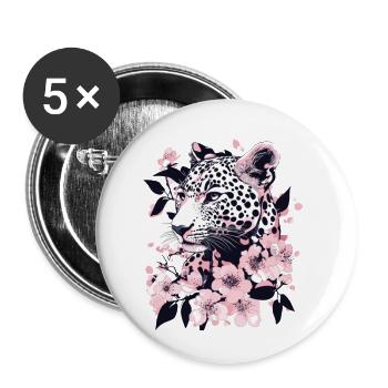 Panthère fleuris ! - Lot de 5 petits badges (25 mm) - blanc - Devant