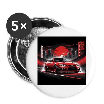 JDM Sportcar Tuning City Drift Night Gift - Buttons small 1''/25 mm (5-pack) - white - Front