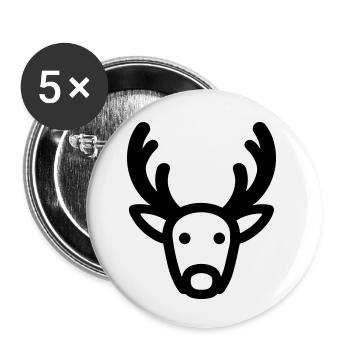 renne de noel - Lot de 5 petits badges (25 mm) - blanc - Devant