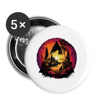 mystisch Natur Wald Naturliebhaber Sonnenuntergang - Buttons klein 25 mm (5er Pack) - Weiß - Vorne