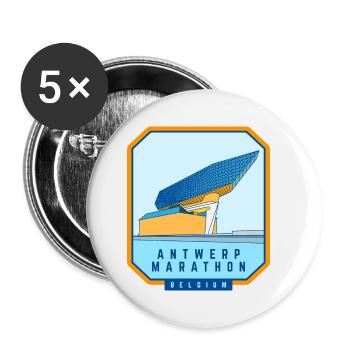 Marathon d’Anvers - Belgique - Lot de 5 petits badges (25 mm) - blanc - Devant