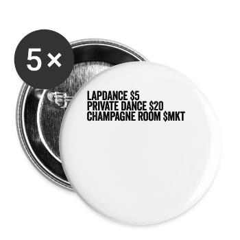 Lapdance Private Dance Room Stripperin - Buttons klein 25 mm (5er Pack) - Weiß - Vorne