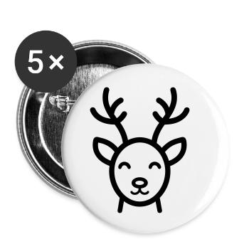 renne - Lot de 5 petits badges (25 mm) - blanc - Devant