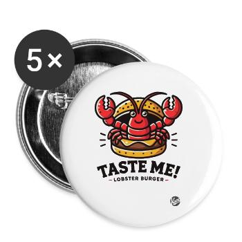 Essayez l’amusant burger au homard - Lot de 5 petits badges (25 mm) - blanc - Devant
