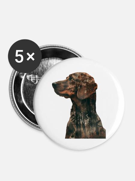 Beagle - Buttons klein 25 mm (5er Pack) - Weiß