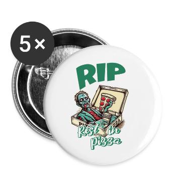 Effrayant Drôle Pizza Lover Zombie - Lot de 5 petits badges (25 mm) - blanc - Devant